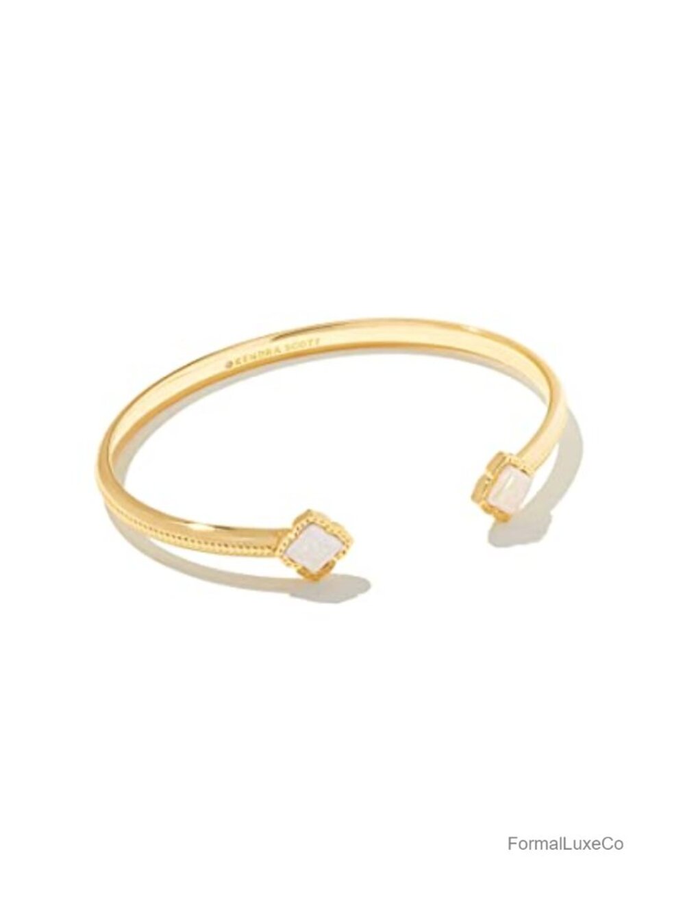 Gold-Plated Cuff Bracelet with Iridescent Drusy Stone